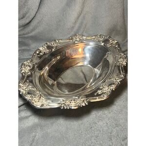 Vintage Towle Silverplate Oval Serving Bowl Dish Rose Scroll Rim 12x10 Ornate